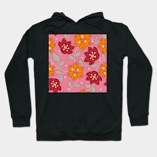 Chintzy floral repeat pattern in pink Hoodie